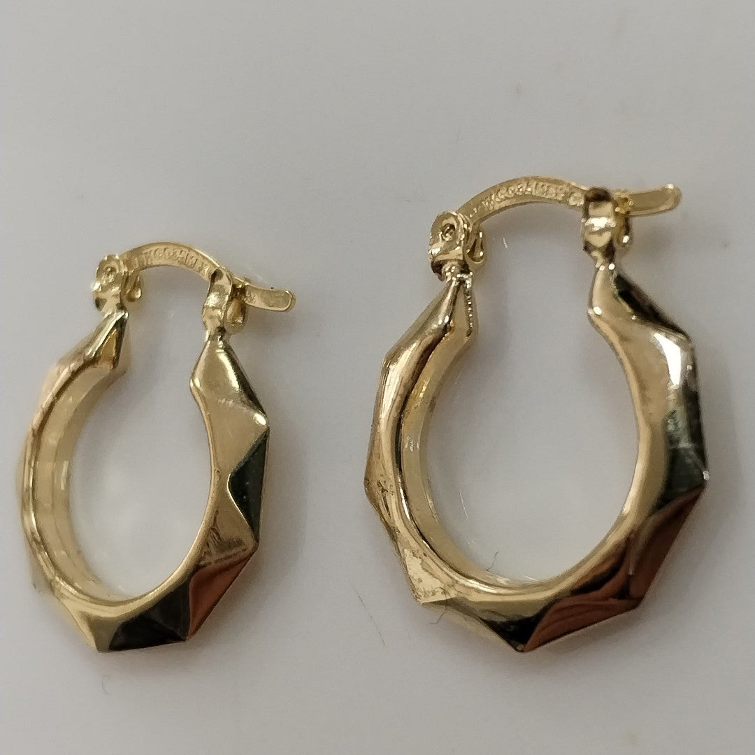 ARETES TEJIDO ARRACADAS FACETADAS 14K 1.8 GR (NUEVO)