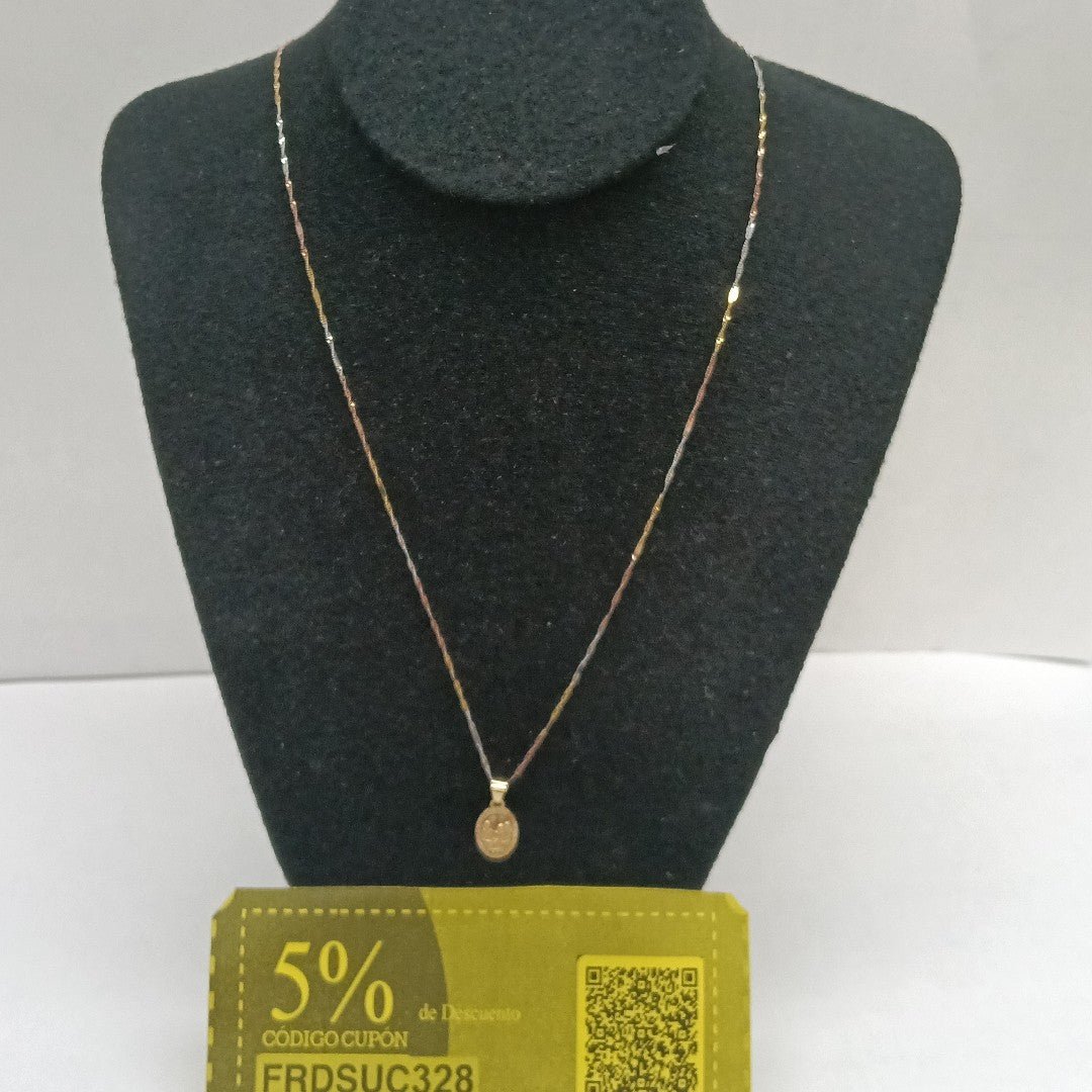 CADENA, MEDALLA RELIGIOSA ORO 10 K 1.3 GRMS (SEMINUEVO)