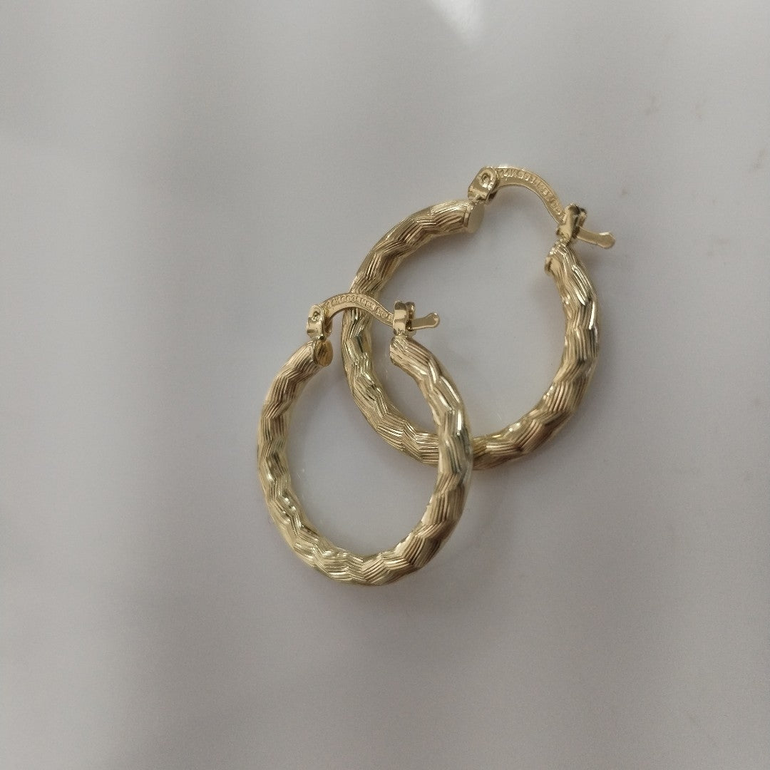 ARETES TEJIDO ARRACADA LABRADA 14K 2.7 GR (NUEVO)