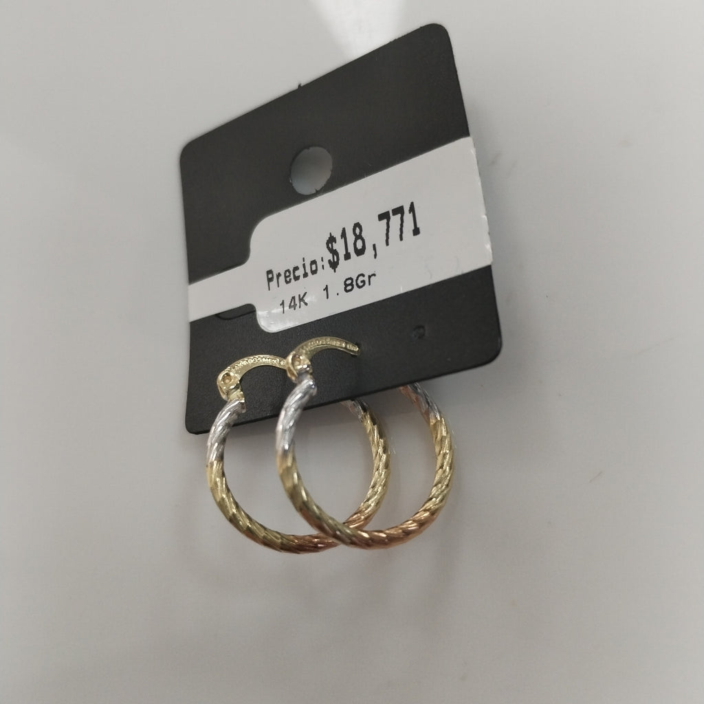 ARETES TEJIDO ARRACADAS TZL COMBINADAS 14K 1.8 GR (NUEVO)