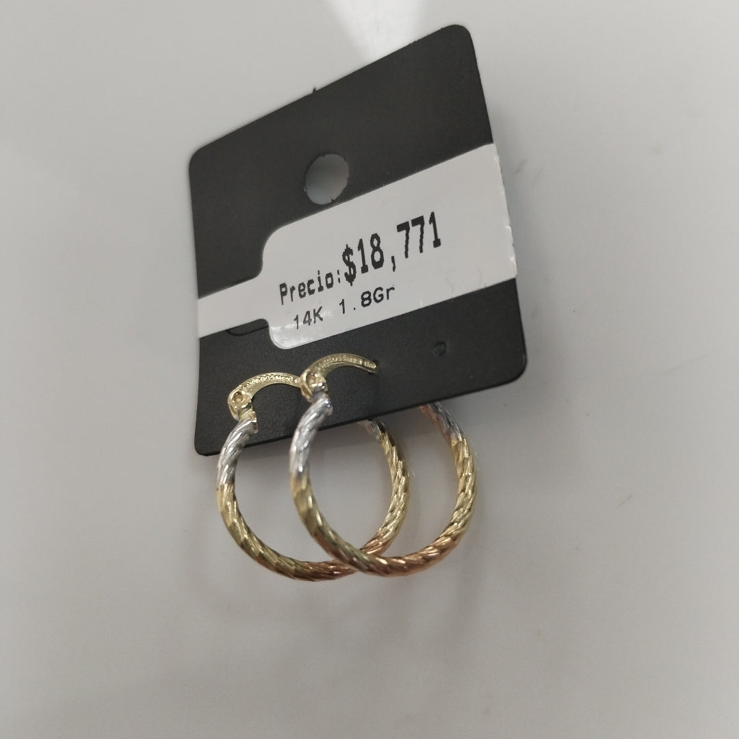 ARETES TEJIDO ARRACADAS TZL COMBINADAS 14K 1.8 GR (NUEVO)
