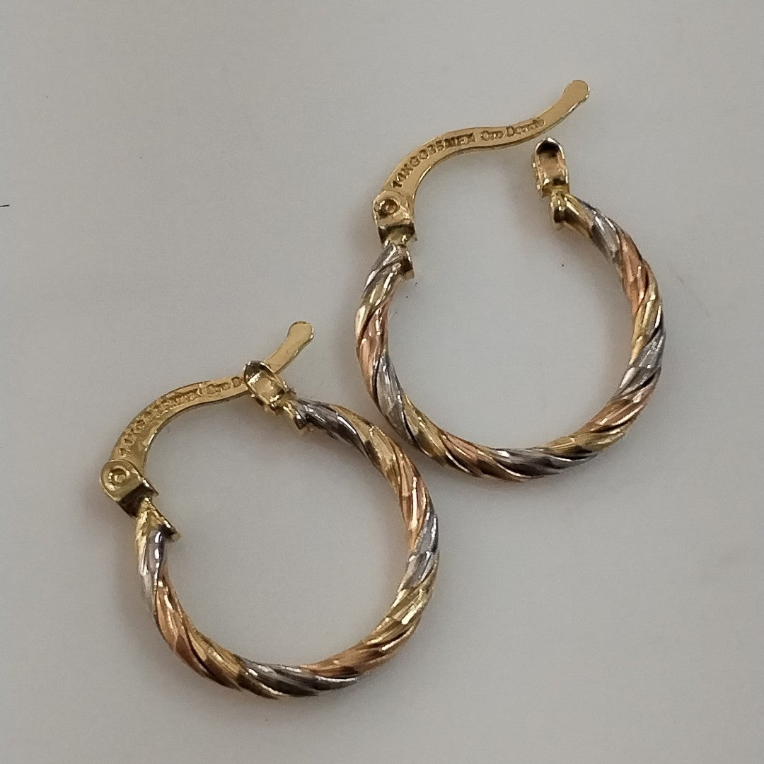 ARETES ARRACADAS COMBINADAS 14K 2.1 GR (NUEVO)