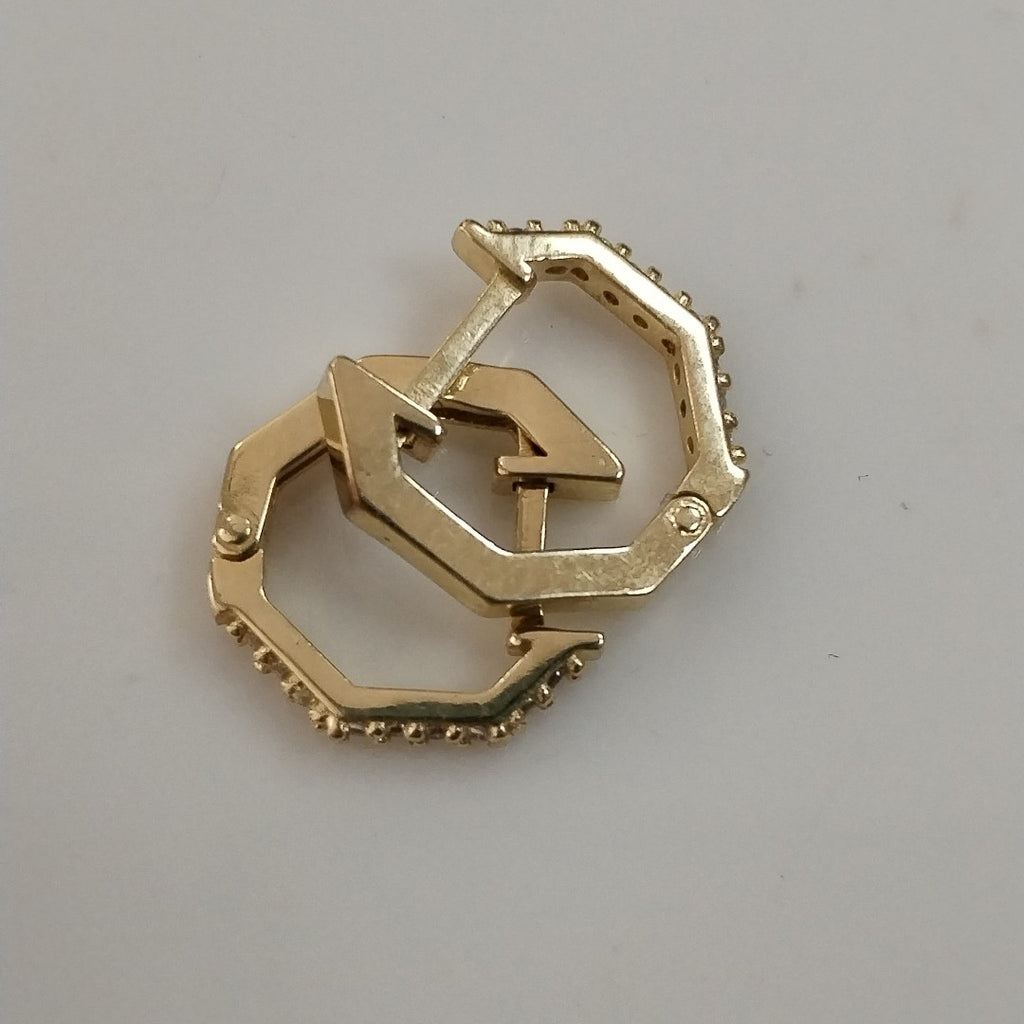 ARETES HUGGIES C CIRCONIAS 14K 1.7 GR (NUEVO)