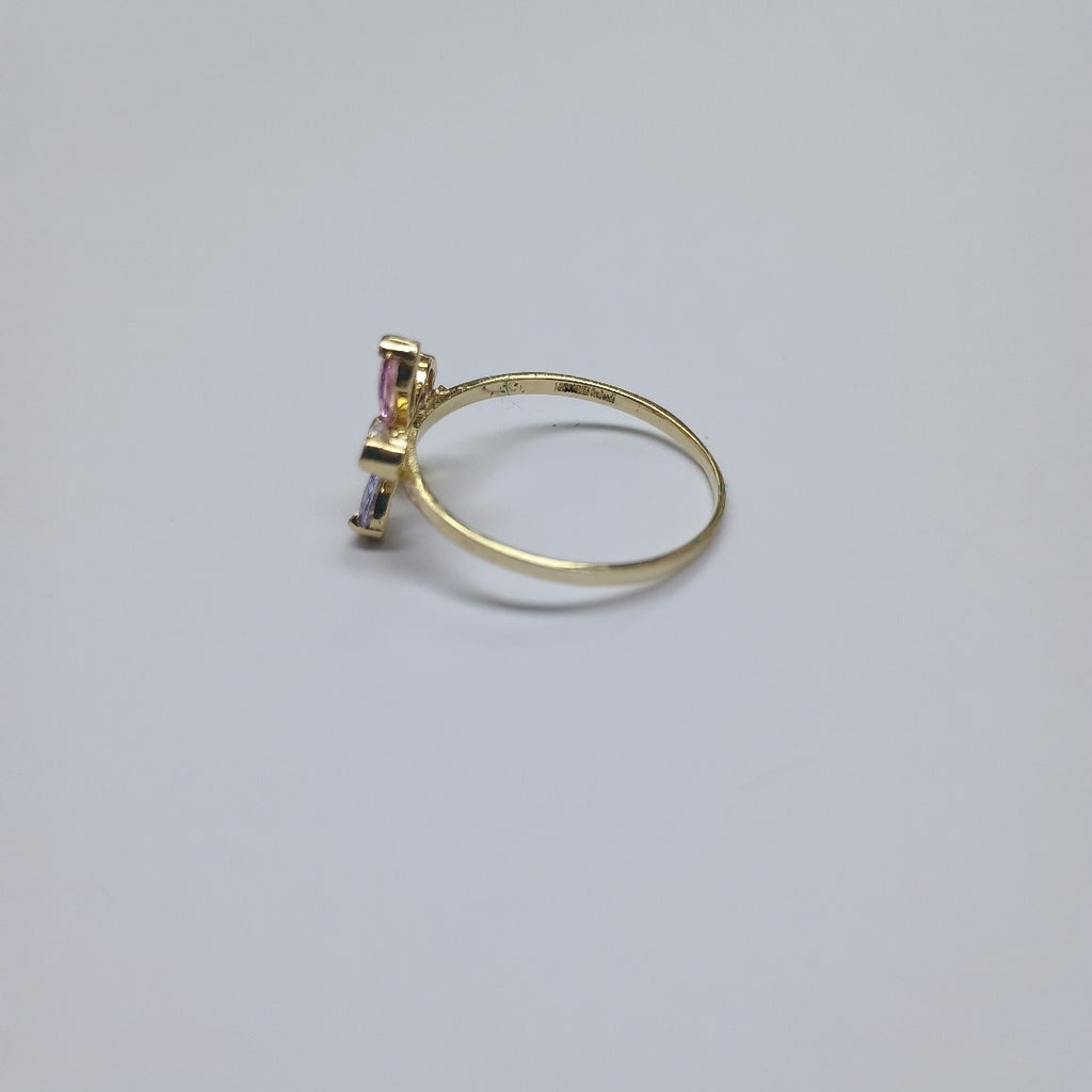 ANILLOS FLOR CON PIEDRAS DE COLOR 14K TALLA 7 1.4 GR (NUEVO)