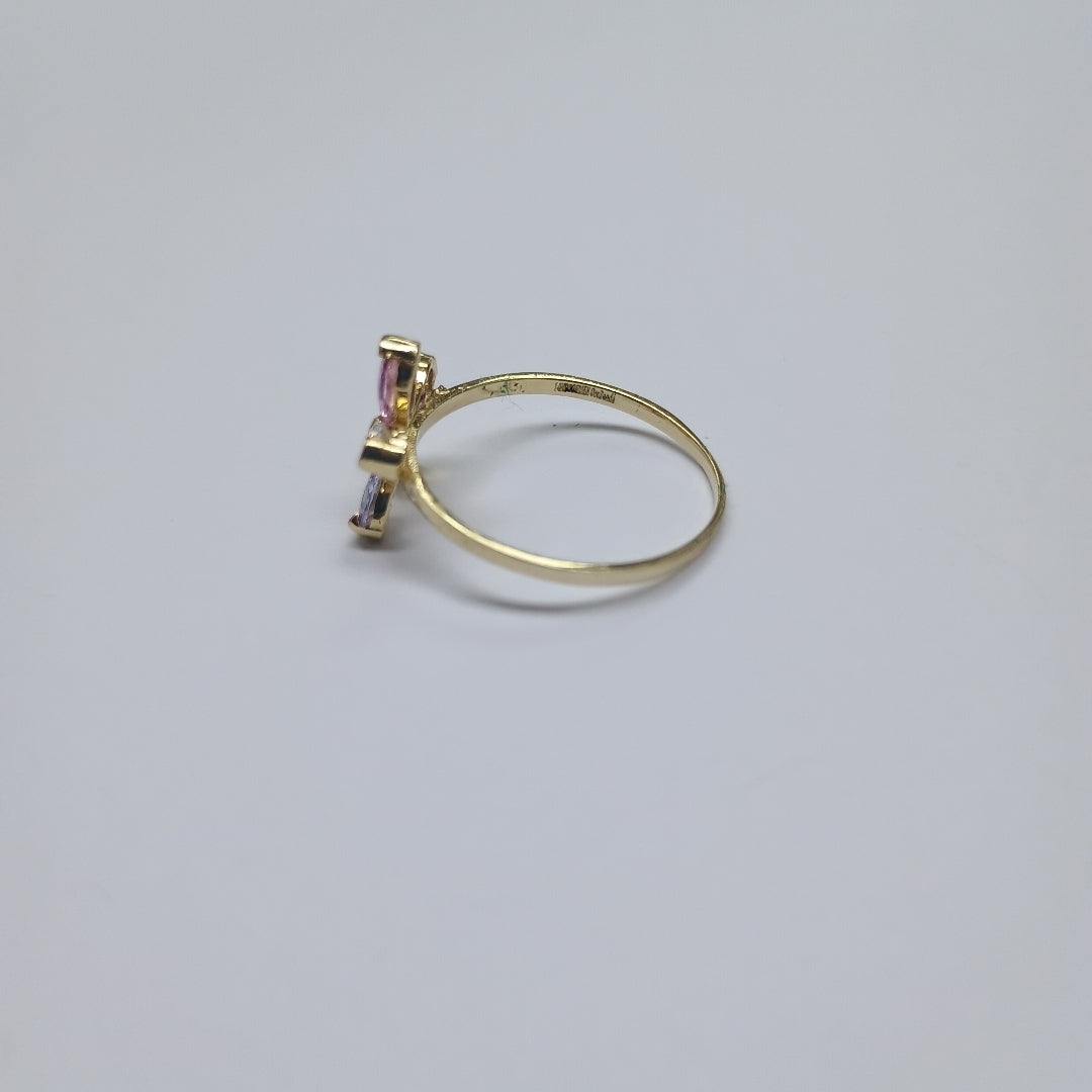 ANILLOS FLOR CON PIEDRAS DE COLOR 14K TALLA 7 1.4 GR (NUEVO)
