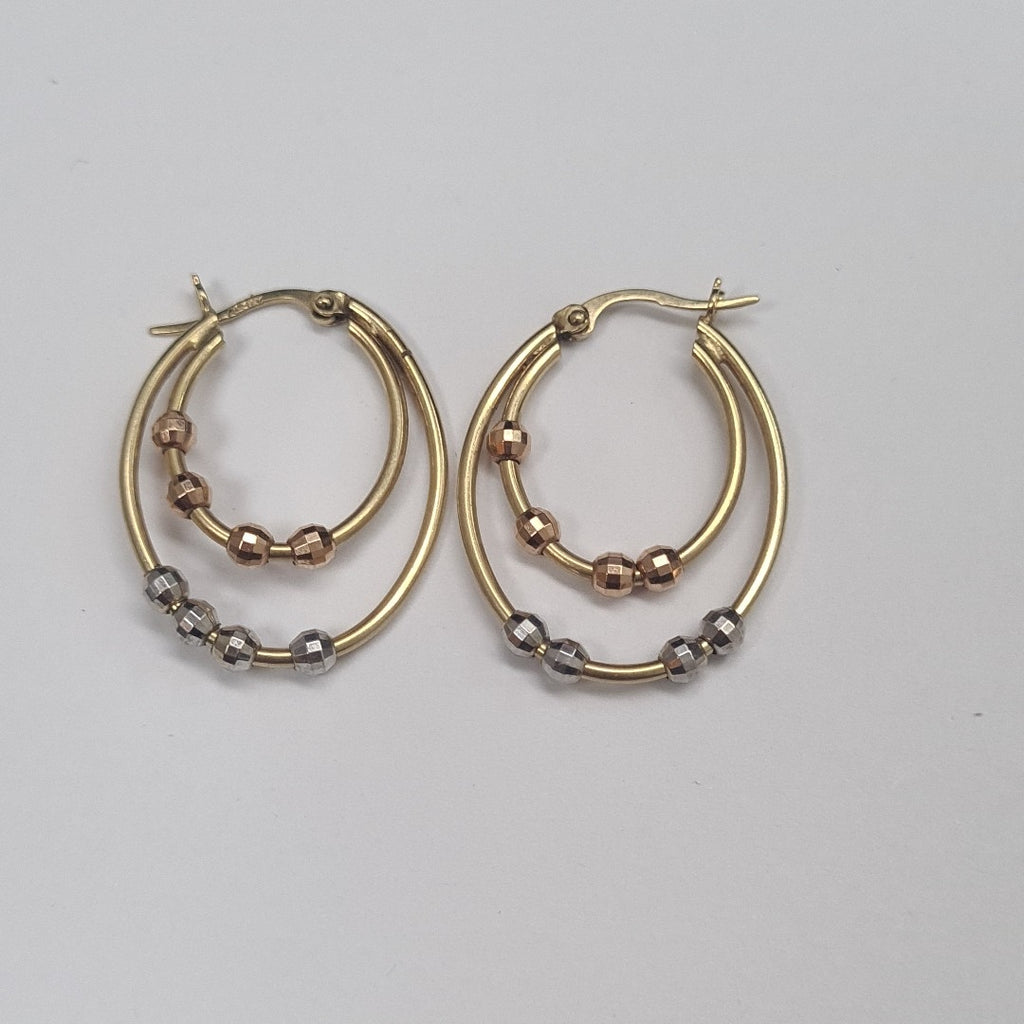 ARRACADAS PAR ORO, ORO COMBINADO 14 K 3.2 GRMS (SEMINUEVO)
