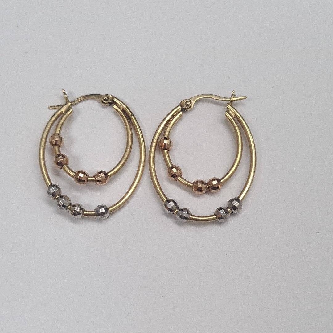 ARRACADAS PAR ORO, ORO COMBINADO 14 K 3.2 GRMS (SEMINUEVO)