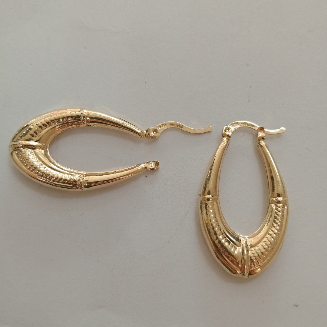 ARETES ARRACADAS ESTRIADAS 14K 2.6 GR (NUEVO)