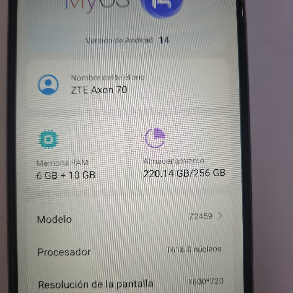 CELULAR ZTE AXON 70 Z2459 256 GB 6 GB RAM (SEMINUEVO)