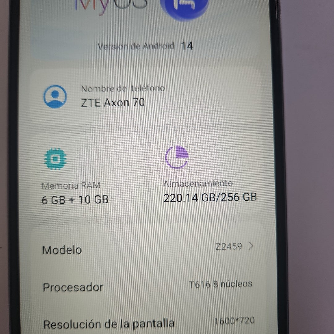 CELULAR ZTE AXON 70 Z2459 256 GB 6 GB RAM (SEMINUEVO)
