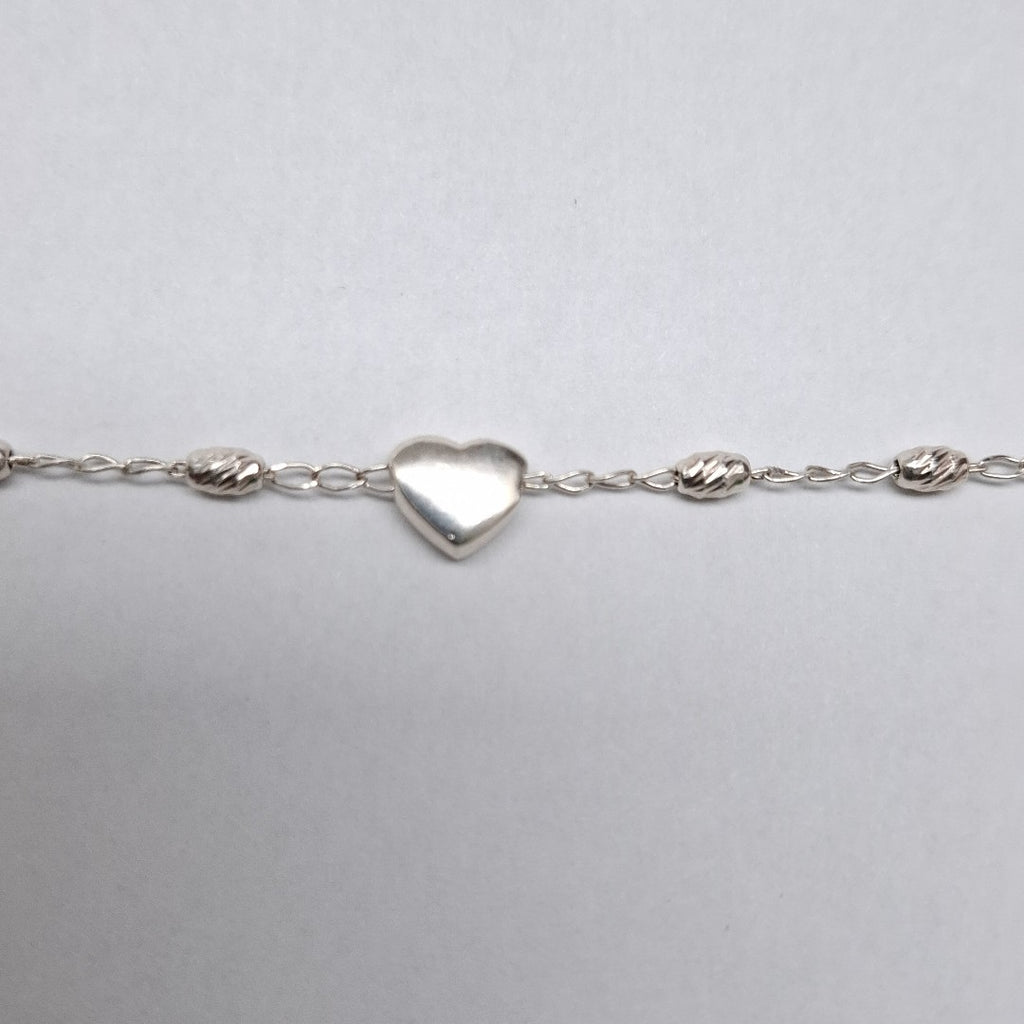 PULSERA TEJIDO CORAZON PLATA .925 18 CM 3.4 GR (NUEVO)