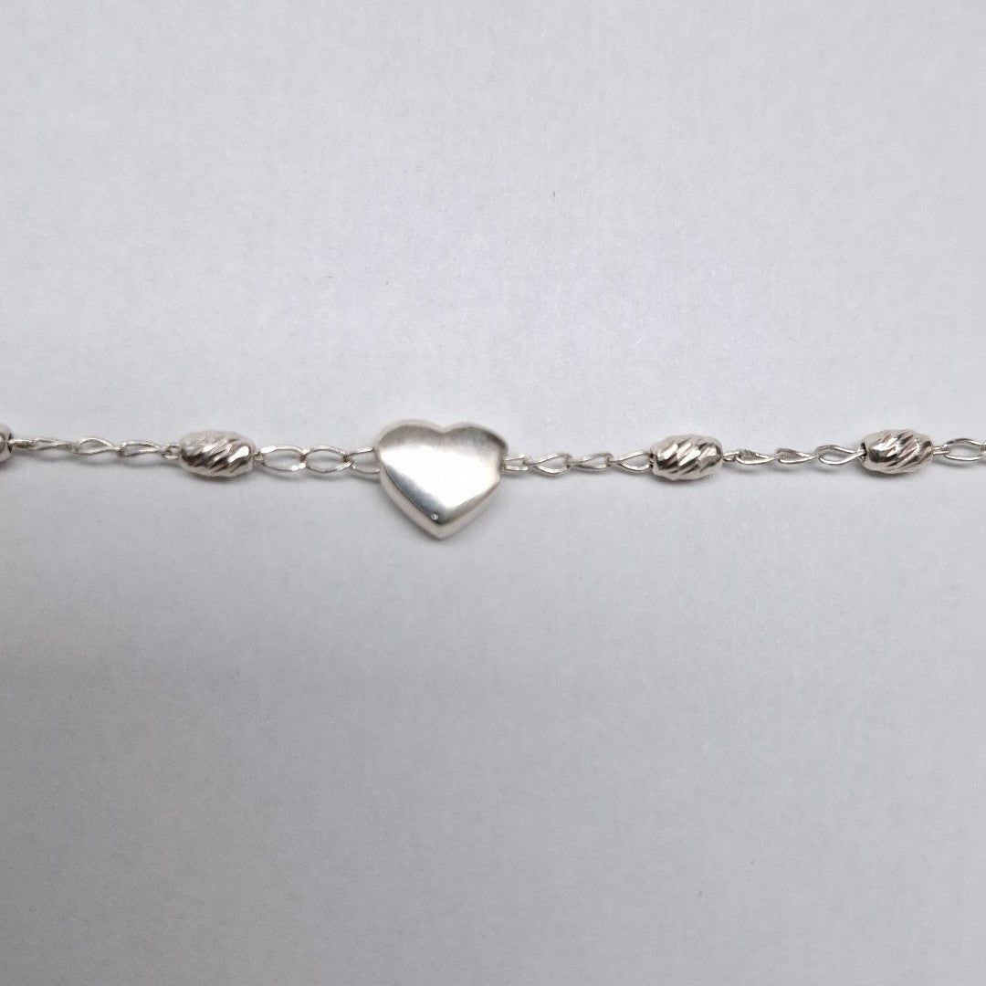 PULSERA TEJIDO CORAZON PLATA .925 18 CM 3.4 GR (NUEVO)