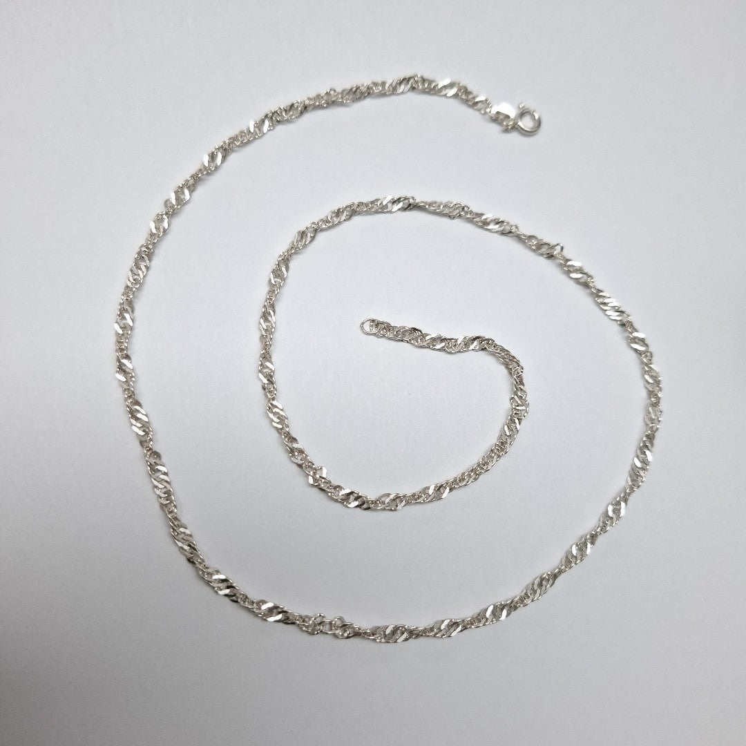 CADENA TEJIDO MEDIO TORZAL PLATA .925 55 CM 6.4 GR (NUEVO)