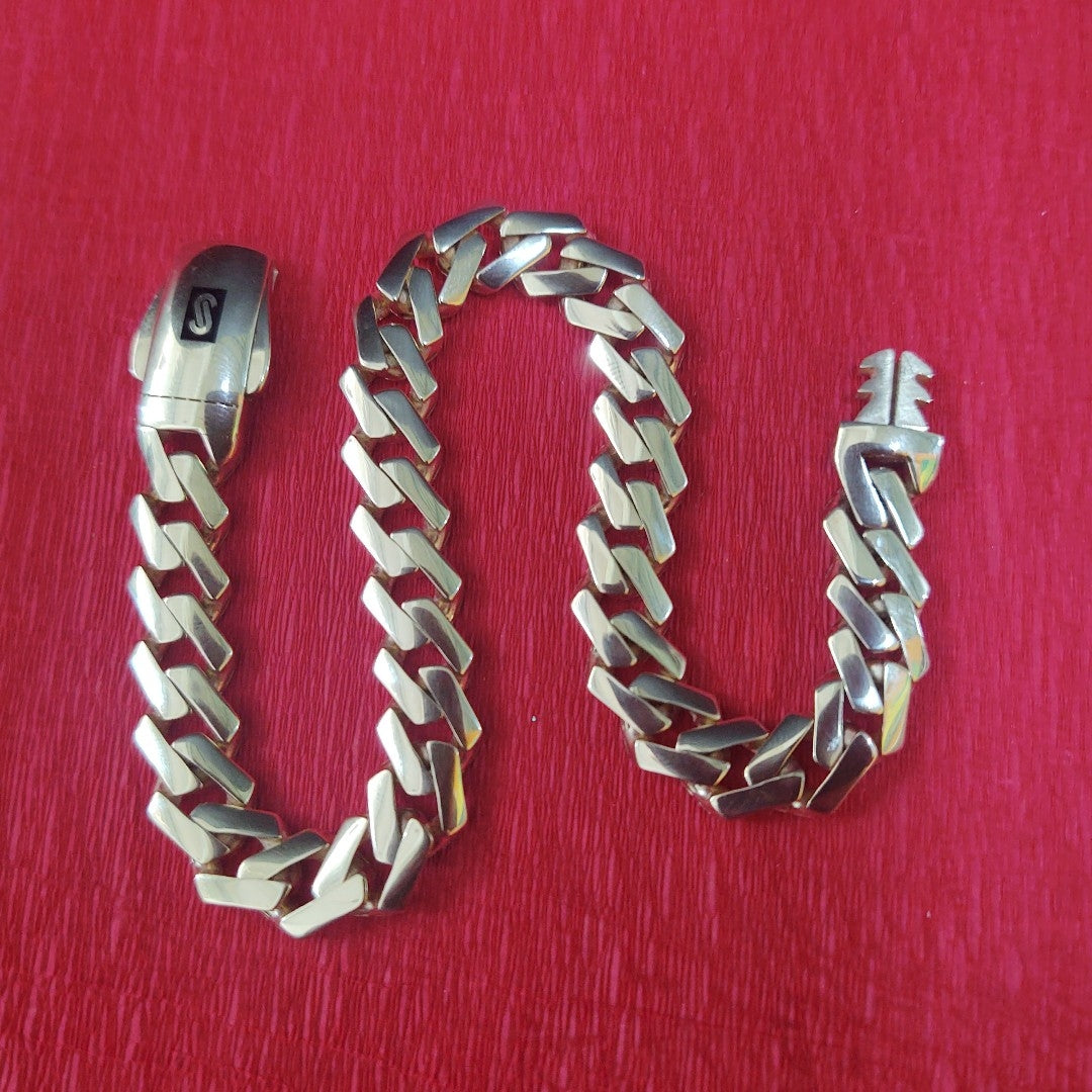PULSERA CABALLERO MONACO ORO 14K 10.4 (NUEVO)