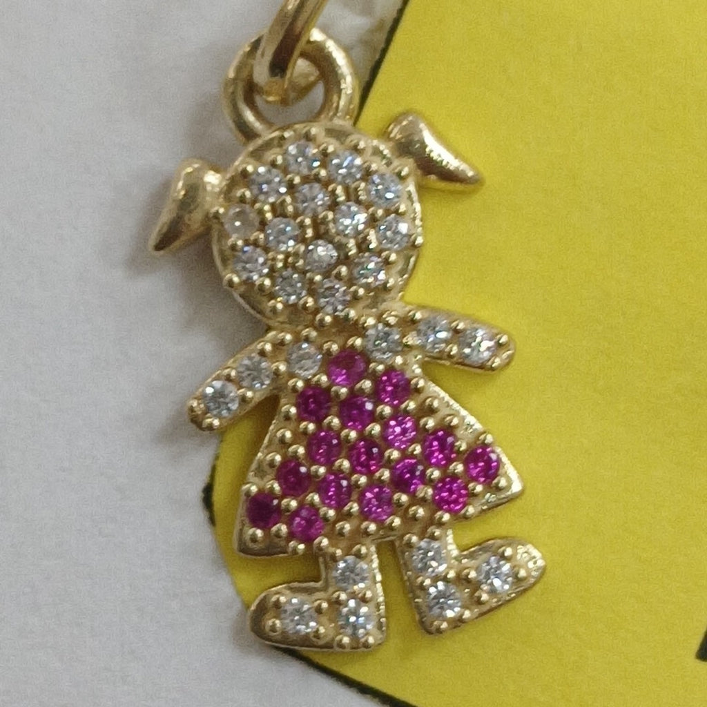 DIJE NIÑA CON CIRCONIAS Y PIEDRAS DE COLOR 10K 1.1 GR (NUEVO)
