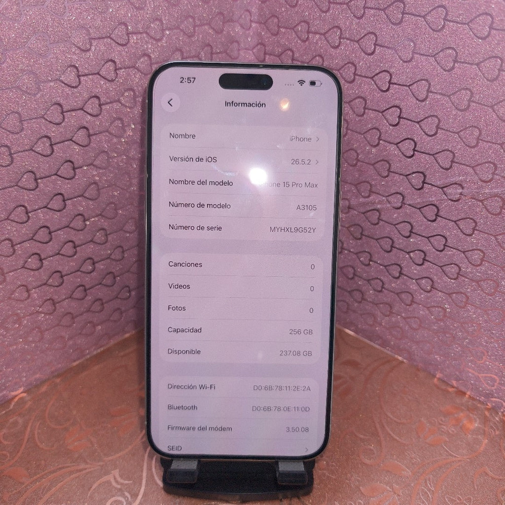 CELULAR APPLE IPHONE 15 PRO MAX A3105 (2023) 256 GB 8 GB RAM (SEMINUEVO)