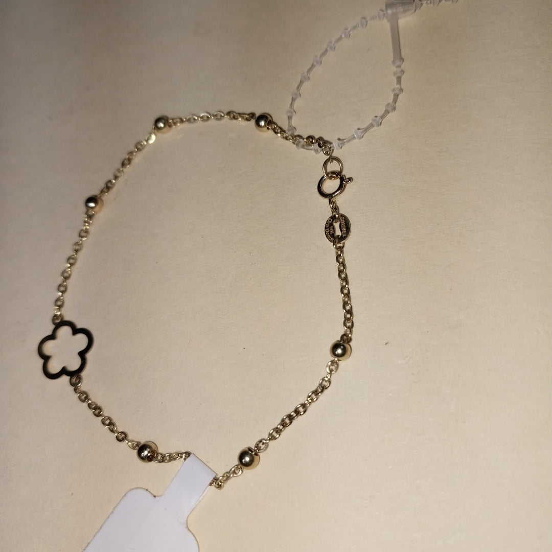 PULSERA TEJIDO ESPECIAL CON FLOR 14K 18 CM 1.6 GR (NUEVO)