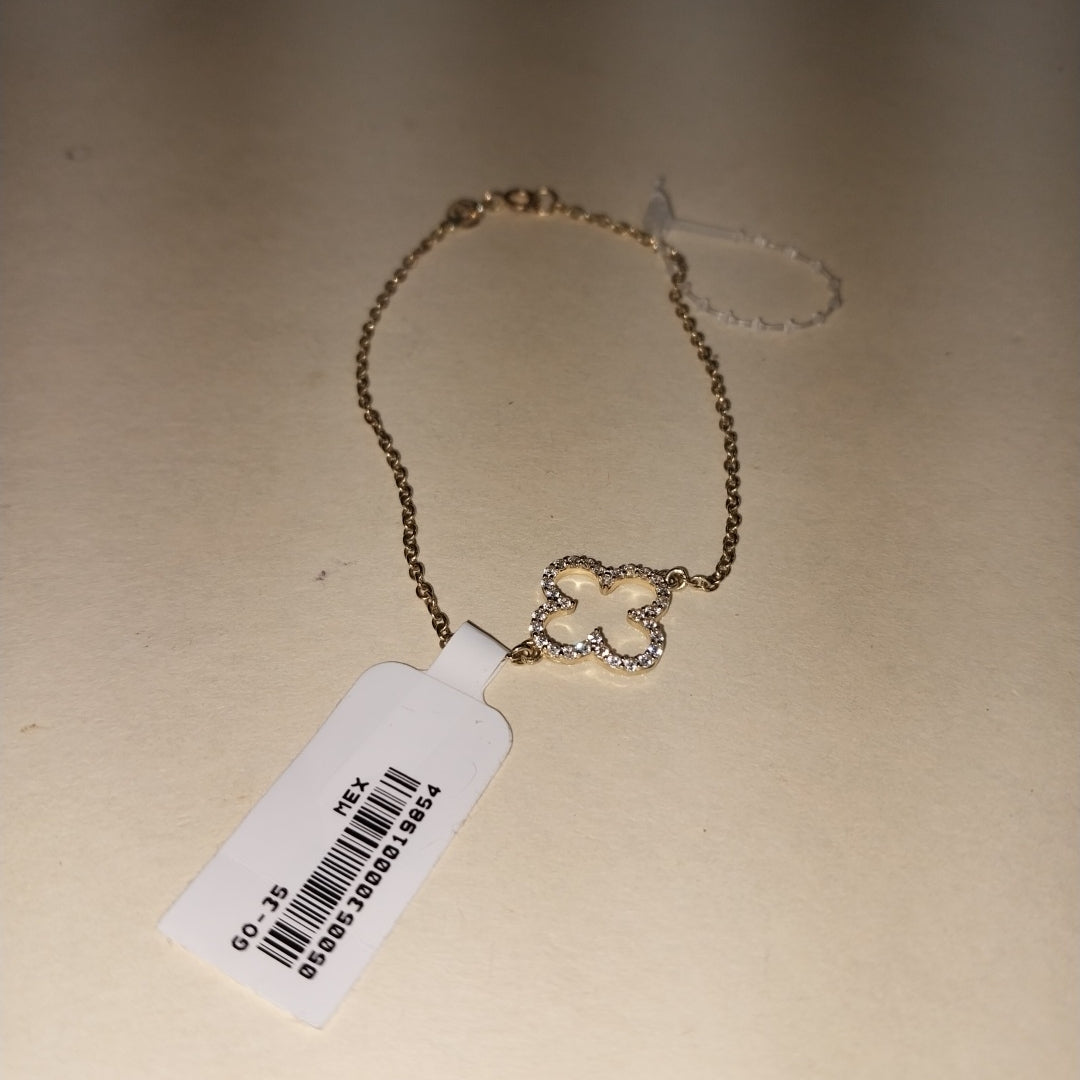 PULSERA TEJIDO ESPECIAL C CIRCONIAS 14K 18 CM 1.8 GR (NUEVO)