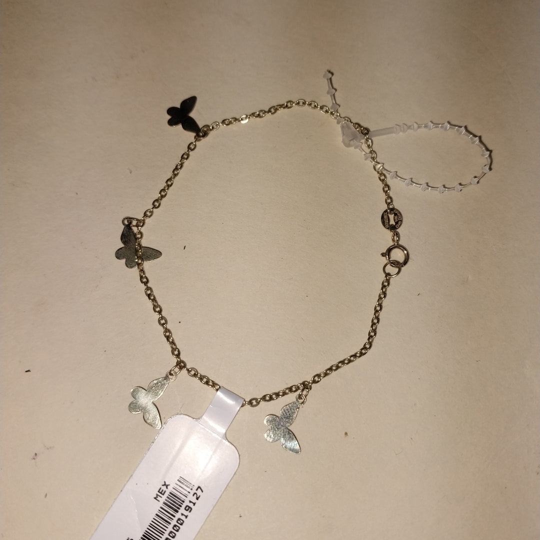 PULSERA ESPECIAL CON MARIPOSAS 14K 18 CM 1.9 GR (NUEVO)