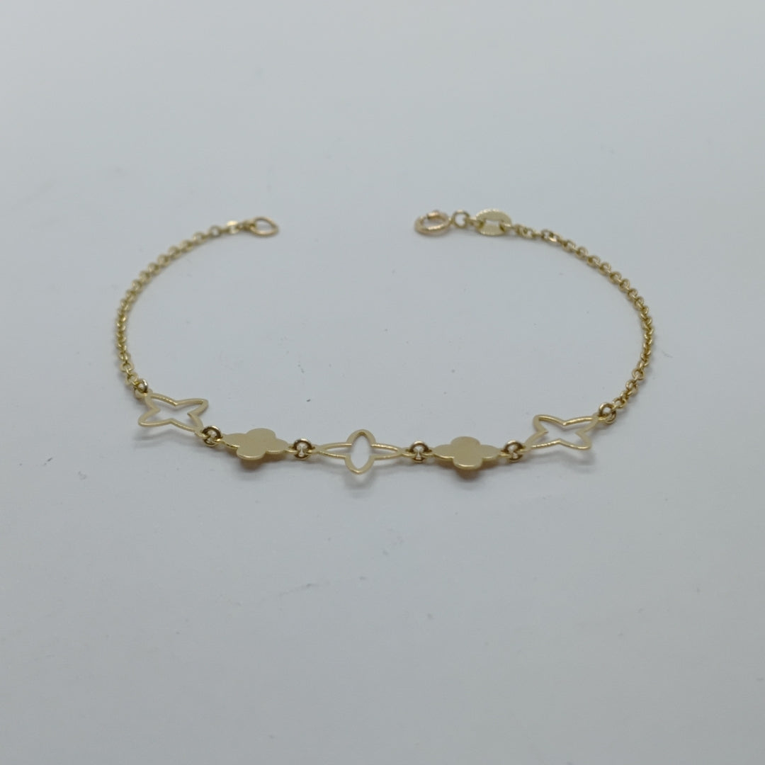 PULSERA TEJIDO ESP CON TREBOL 14K 18 CM 1.6 GR (NUEVO)