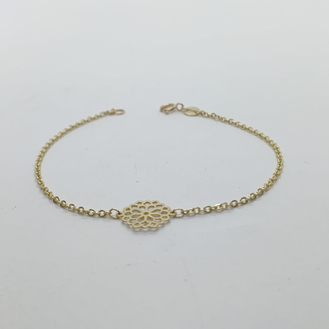 PULSERA TEJIDO ESPECIAL CON MANDALA 14K 18 CM 1.3 GR (NUEVO)