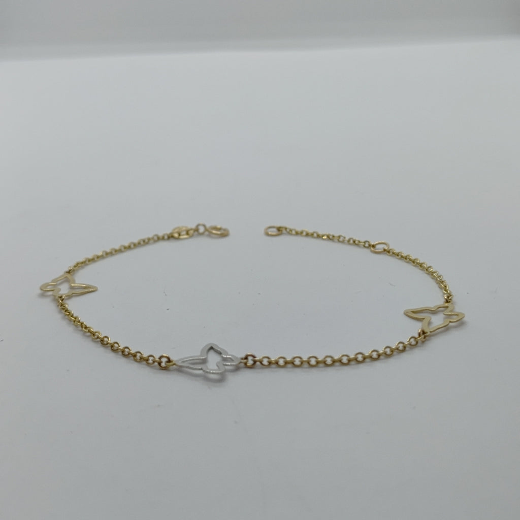 PULSERA ESPECIAL C MARIPOSAS 14K 18 CM 1.7 GR (NUEVO)