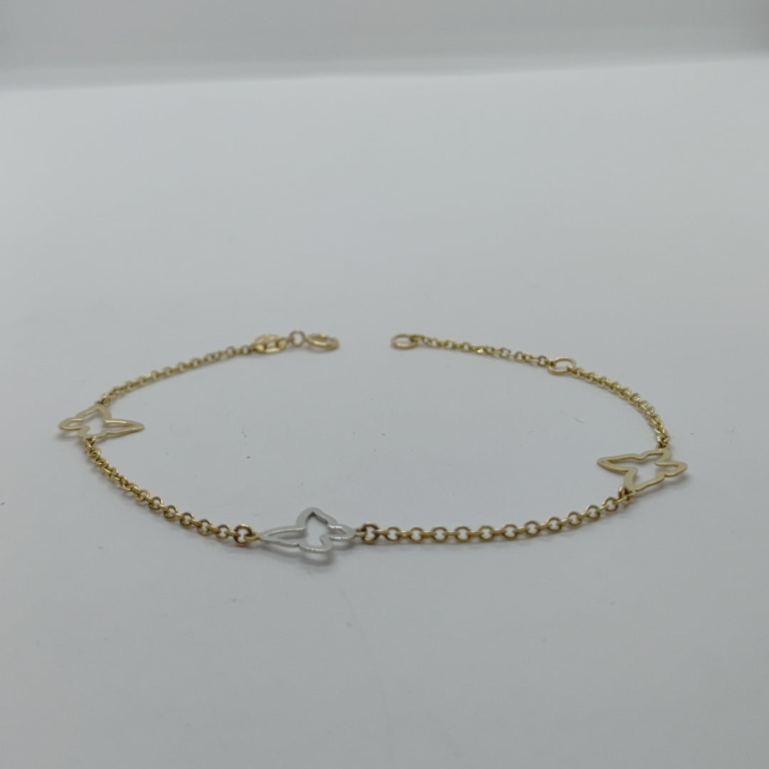PULSERA ESPECIAL C MARIPOSAS 14K 18 CM 1.7 GR (NUEVO)