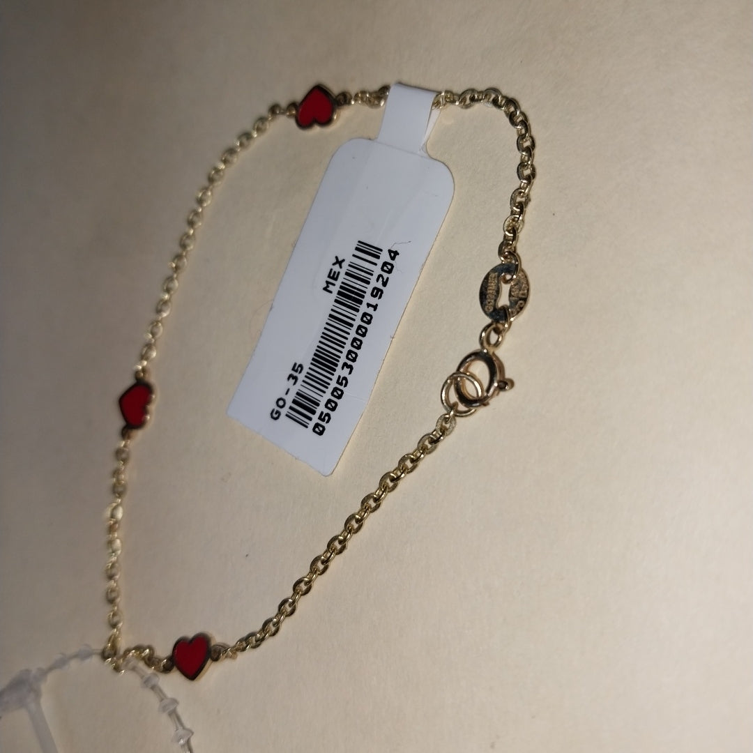 PULSERA ESPECIAL CON CORAZONES 14K 18 CM 1.4 GR (NUEVO)