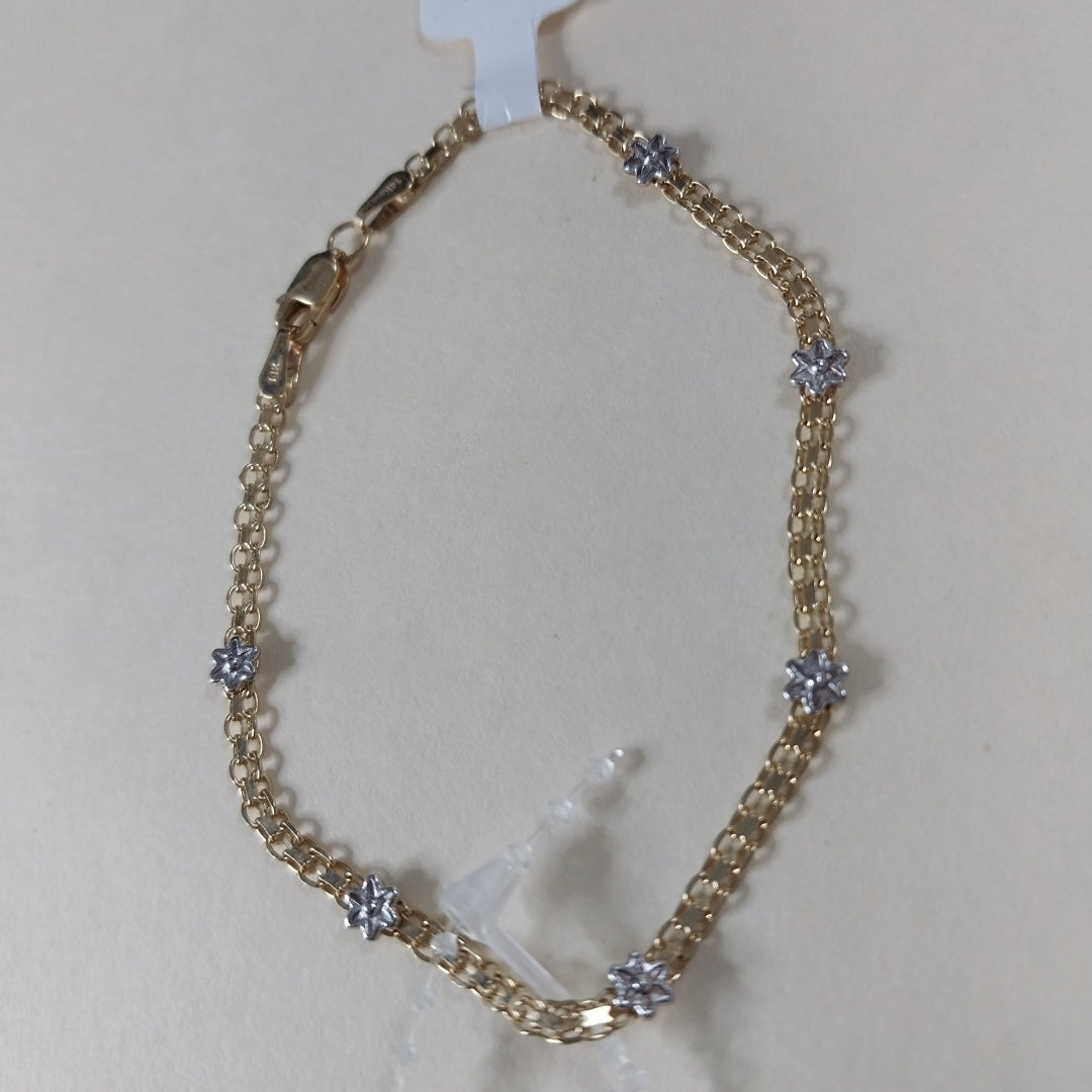 PULSERA ESPECIAL C FLORES 14K 18 CM 2.9 GR (NUEVO)