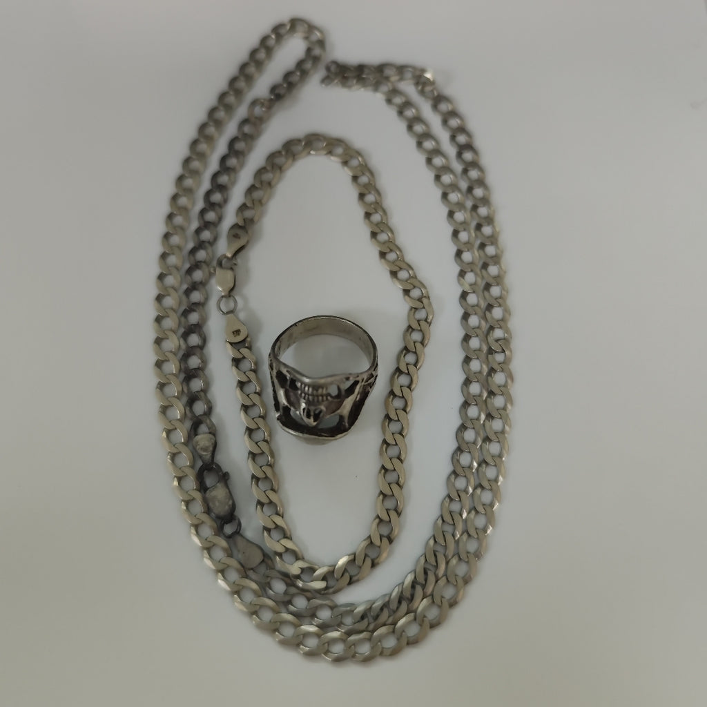 ANILLO, CADENA, PULSERA PLATA 47.3 GRMS (SEMINUEVO)
