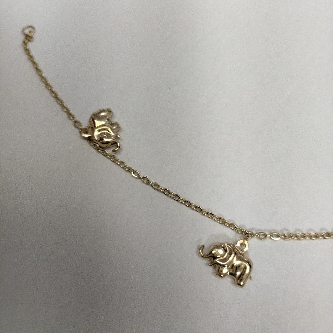PULSERA ESPECIAL CON DIJES ELEFANTES 10K 18 CM 2.1 GR (NUEVO)