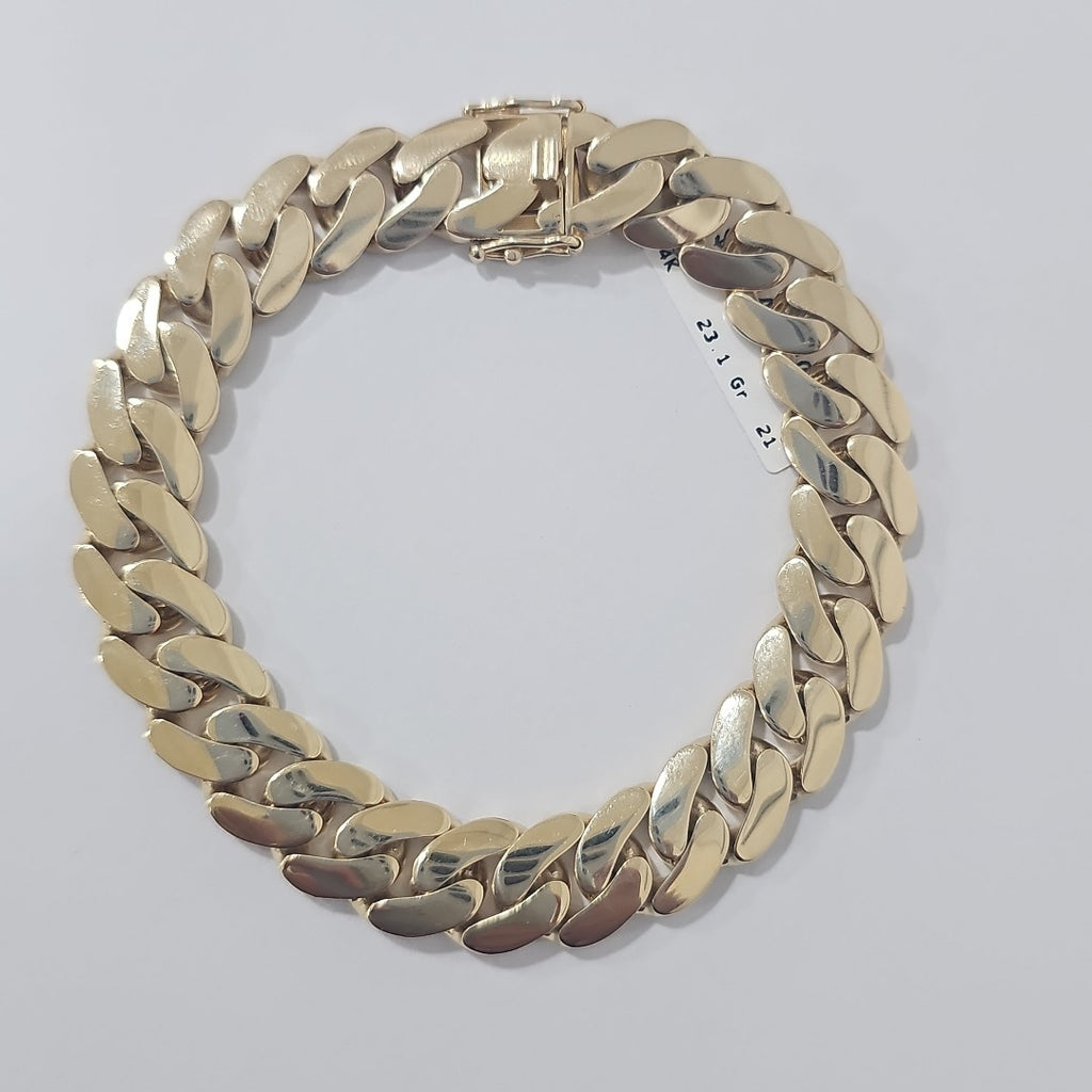 PULSERAS CABALLERO BARBADA AMARILLA ORO 14K 23.1 (NUEVO)