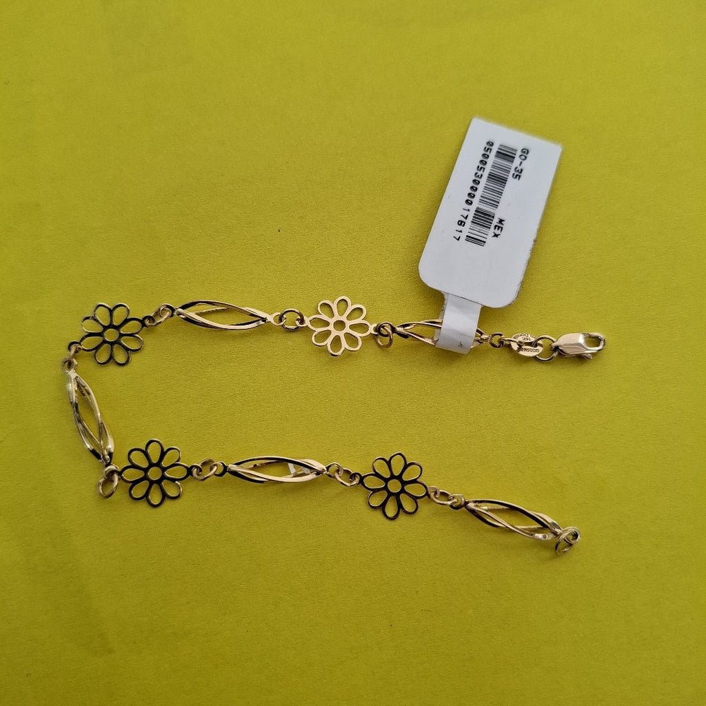 PULSERA ESPECIAL CON FLORES 14K 18 CM 2.7 GR (NUEVO)