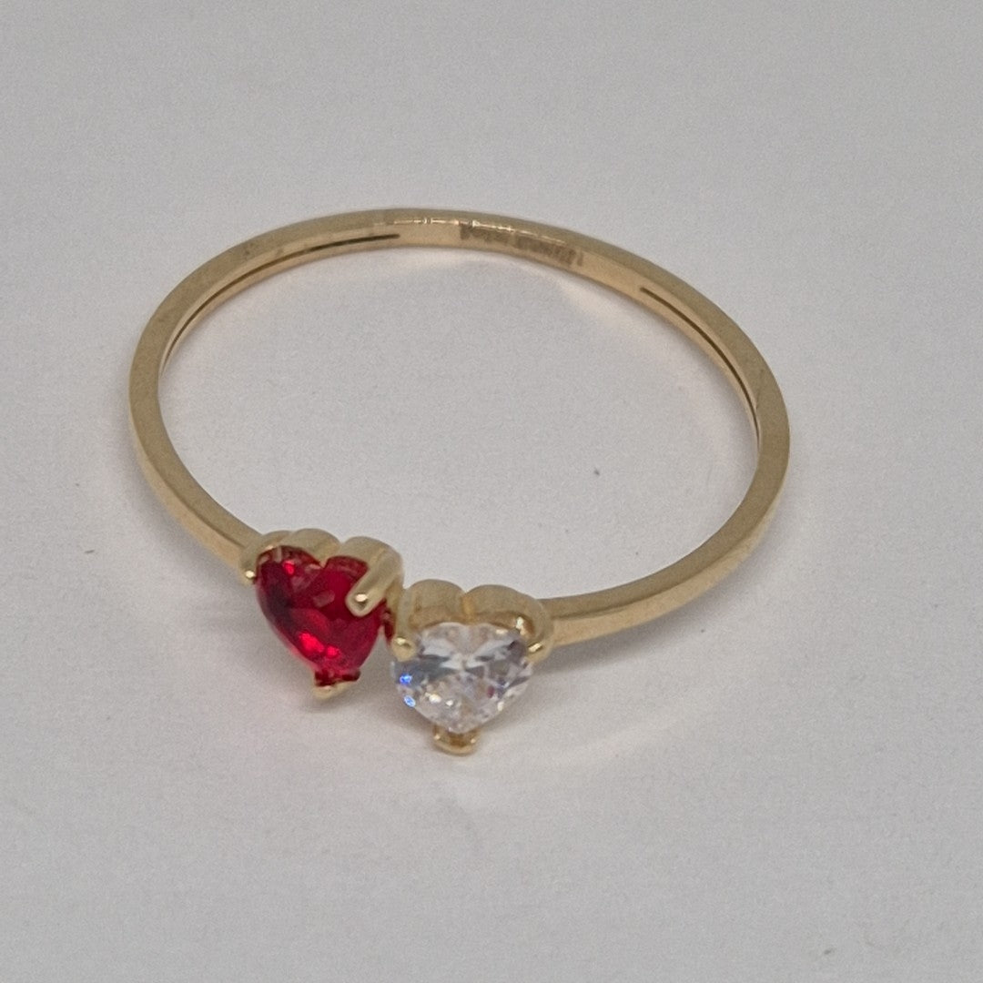ANILLOS CORAZONES CON CIRCONIA Y PIEDRA DE COLOR 14K TALLA 9 1.2 GR (NUEVO)