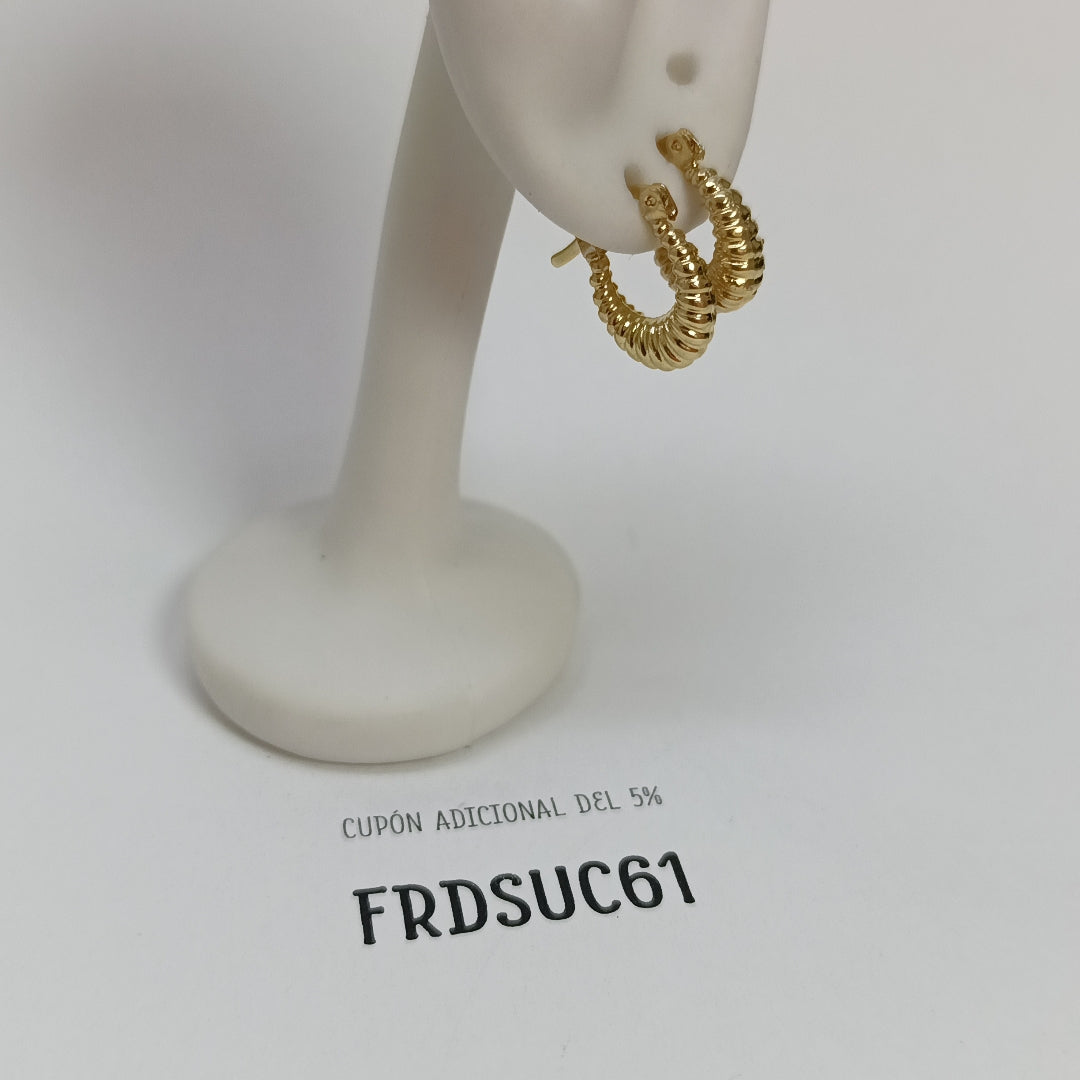 ARETES ARRACADA ESTRIADAS 14K 1.2 GR (NUEVO)
