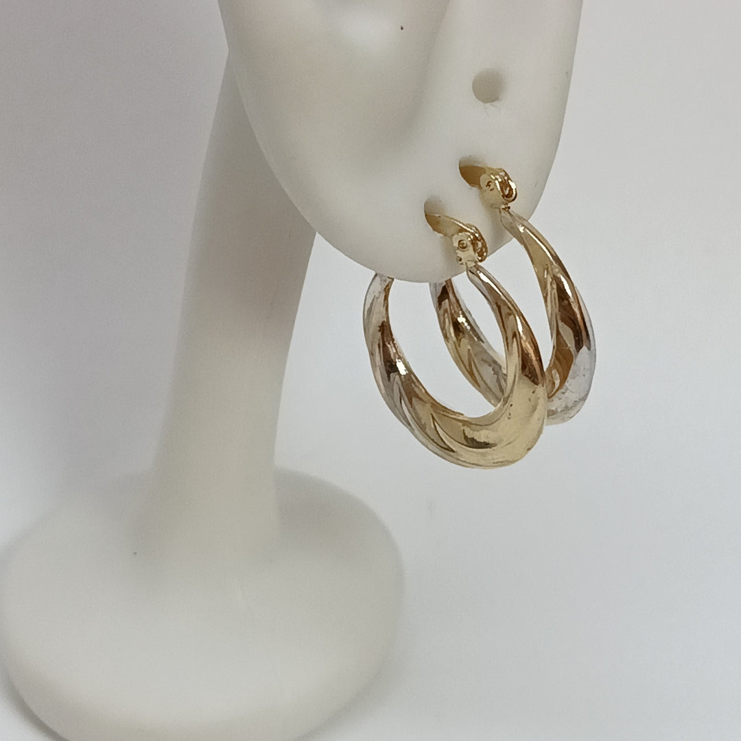 ARETES TEJIDO ARRACADA TRENZADA COMBINADA 14K 1.8 GR (NUEVO)