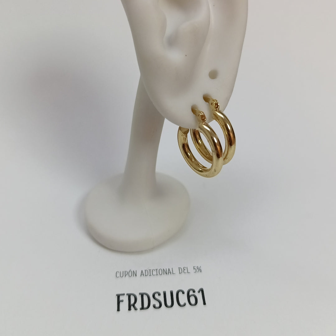 ARETES TEJIDO ARRACADAS LISAS 14K 1.6 GR (NUEVO)