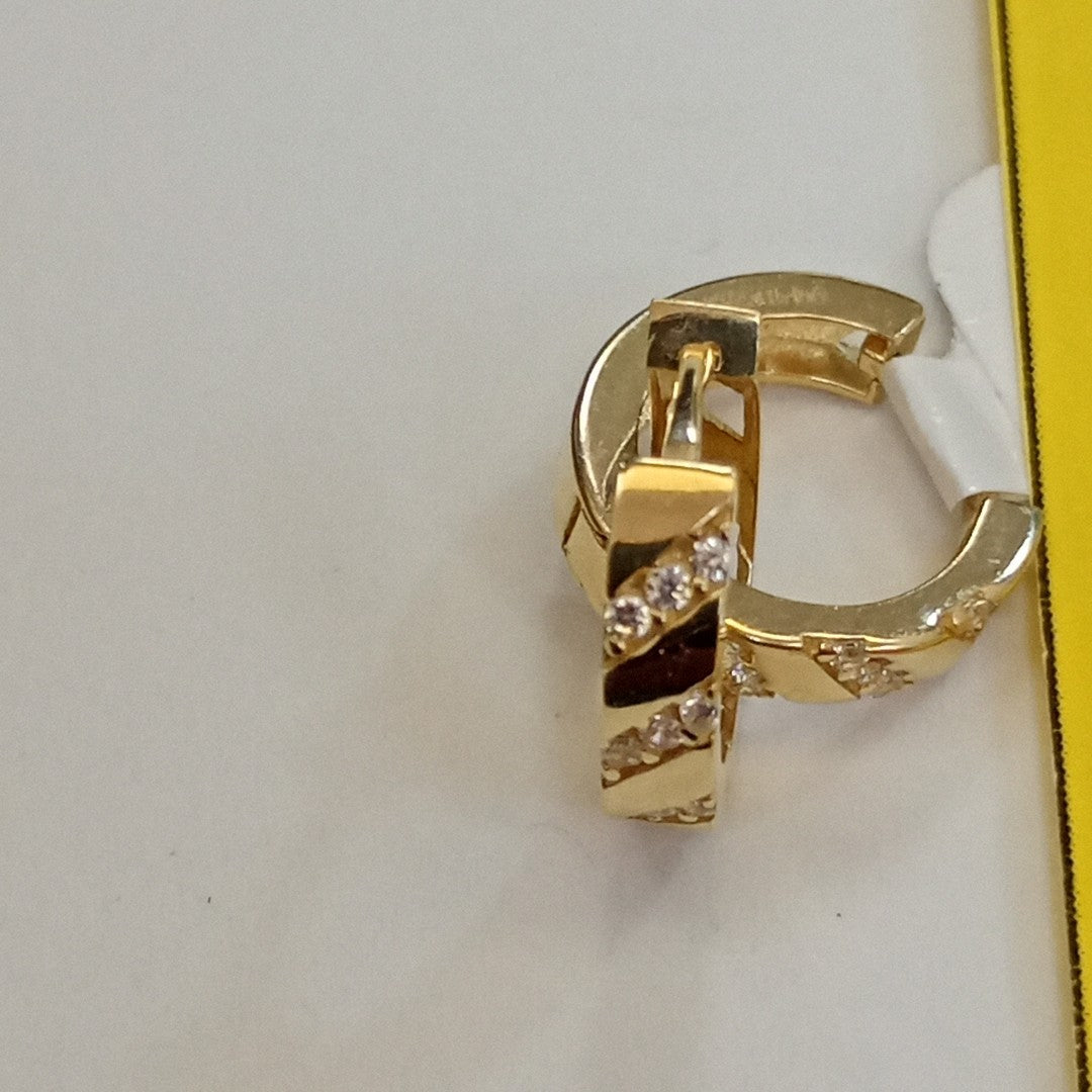 ARETES HUGGIES CON CIRCONIAS 14K 2.2 GR (NUEVO)