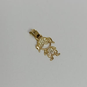 DIJE TEJIDO NIÑA CON CIRCONIAS 14K 0.8 GR (NUEVO)
