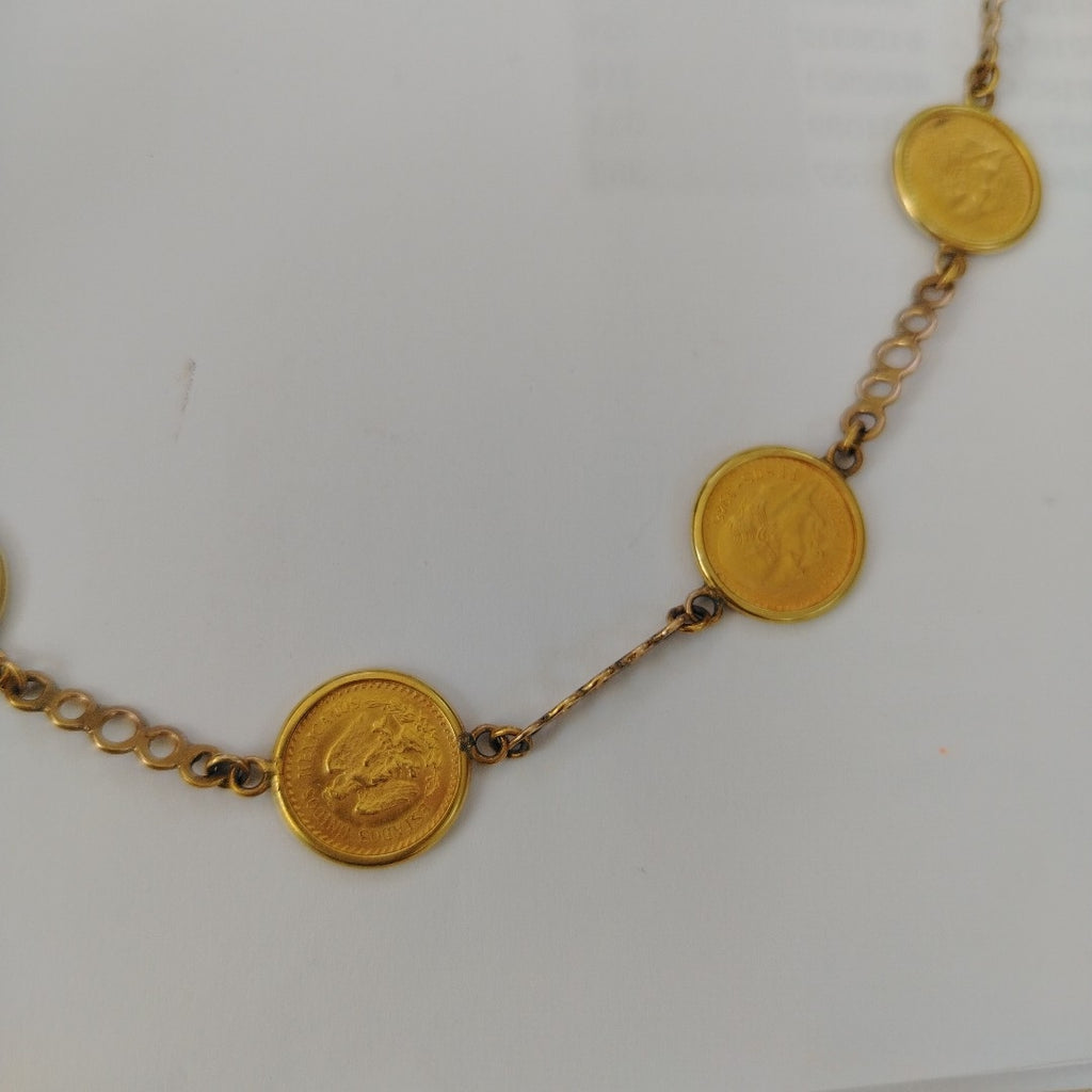 K1 42 GRMS 21 K IDENTIFICACIÓN COLLAR TEJIDO ESPECIAL MONEDAS PES (SEMINUEVO)
