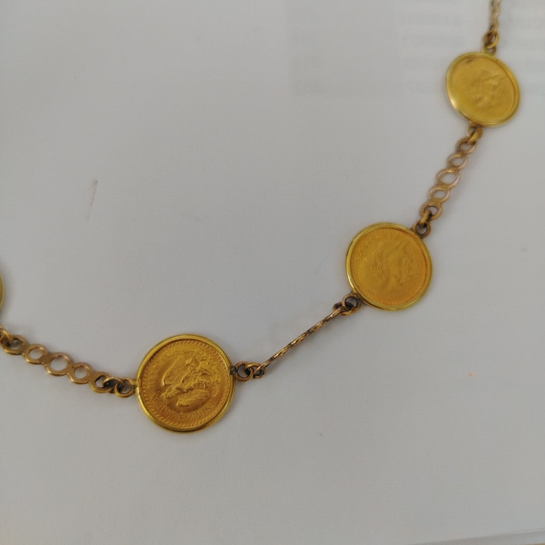 K1 42 GRMS 21 K IDENTIFICACIÓN COLLAR TEJIDO ESPECIAL MONEDAS PES (SEMINUEVO)