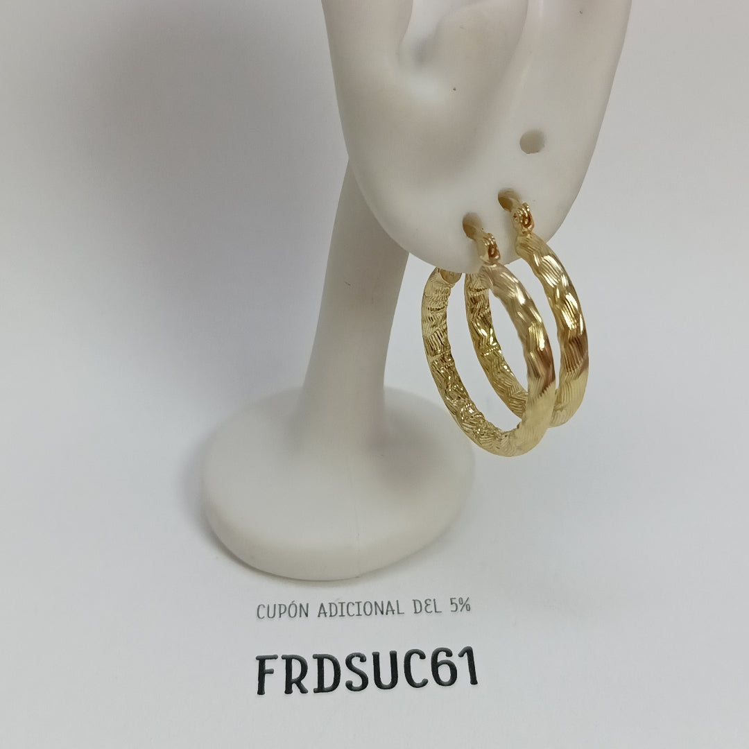 ARETES TEJIDO ARRACADA LABRADA 14K 2.6 GR (NUEVO)