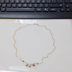 CADENA GARGANTILLA 3X1 CON ESFERAS COMBINADAS 14K 45 CM 3.1 GR (NUEVO)