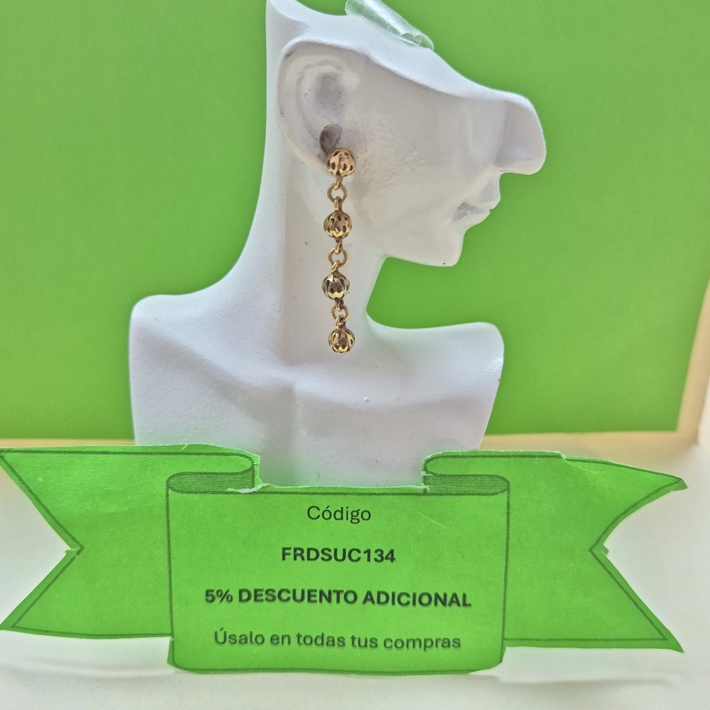 ARETES PAR ORO COMBINADO 14 K 2,30 GRMS (SEMINUEVO)