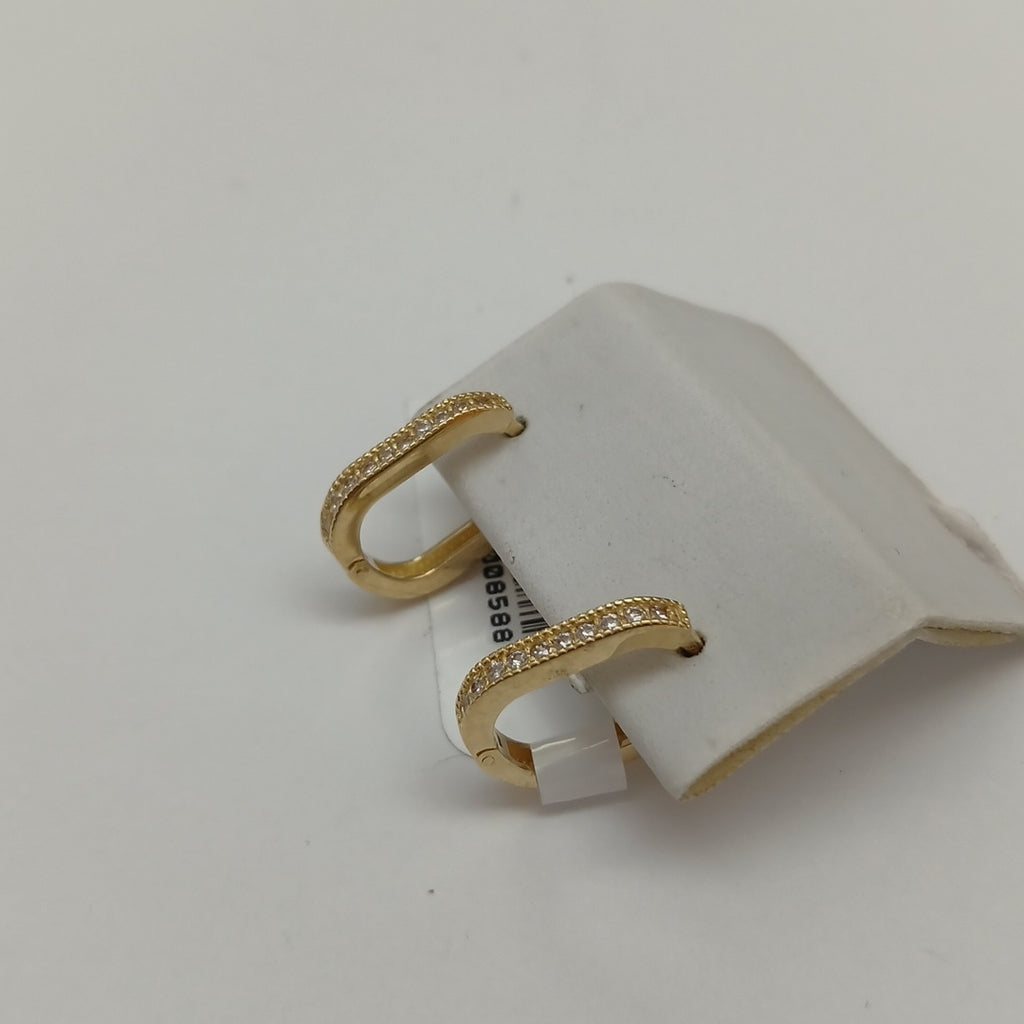 ARETES HUGGIES OVALADA C CIRCONIAS 14K 2.5 GR (NUEVO)