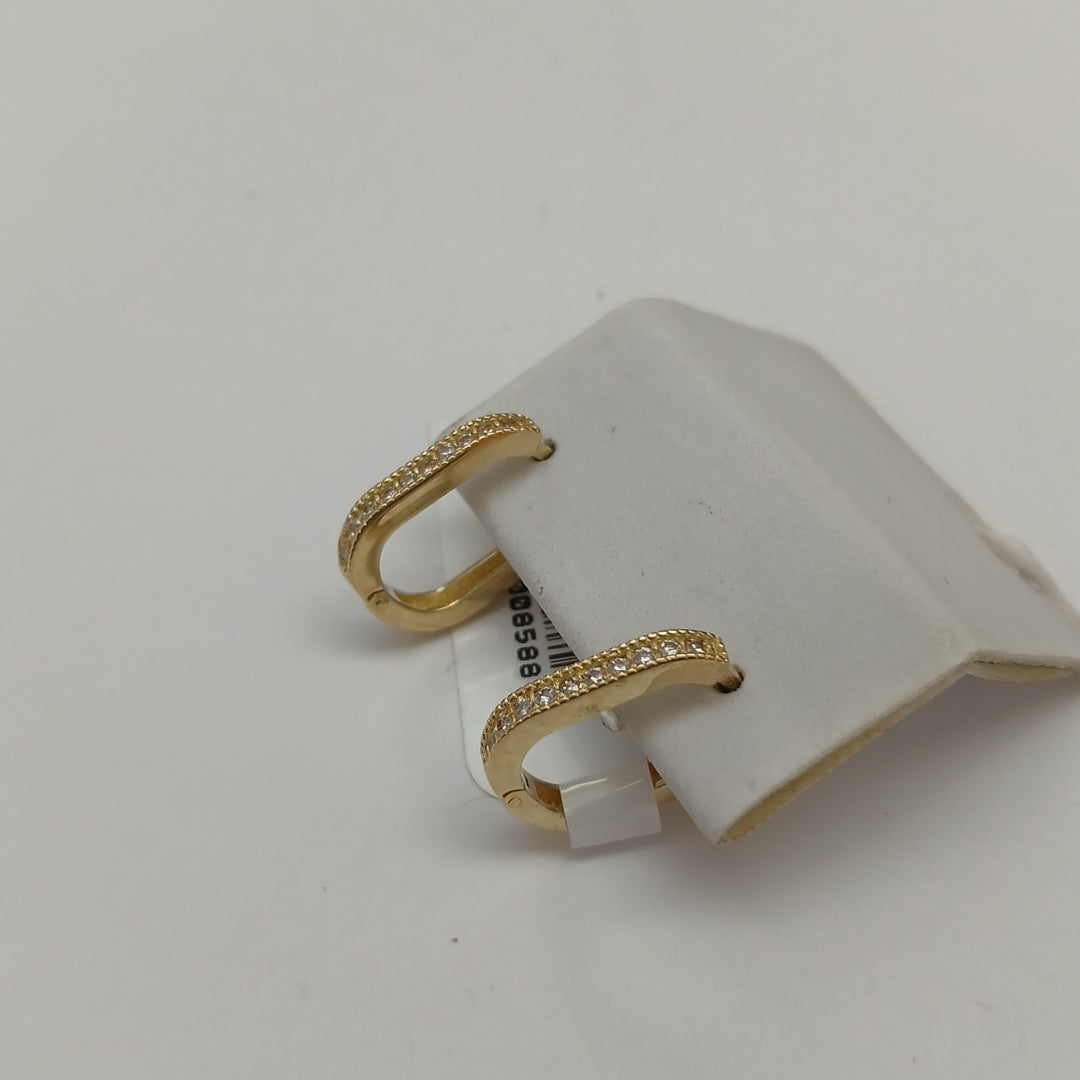 ARETES HUGGIES OVALADA C CIRCONIAS 14K 2.5 GR (NUEVO)