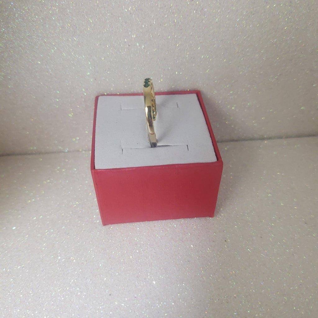 ANILLO ANILLITO MEDIA CHURUMBELA C PDRAS COLOR VERDE 14K 7 TALLA 1.5 GR (NUEVO)