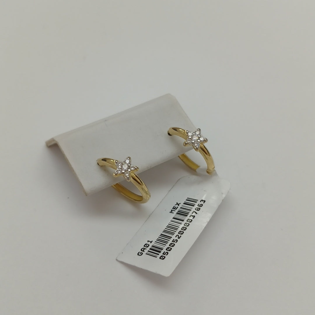 ARETES ARRACADAS FIG ESTRELLA CIRCONIAS 10K 1.6 GR (NUEVO)
