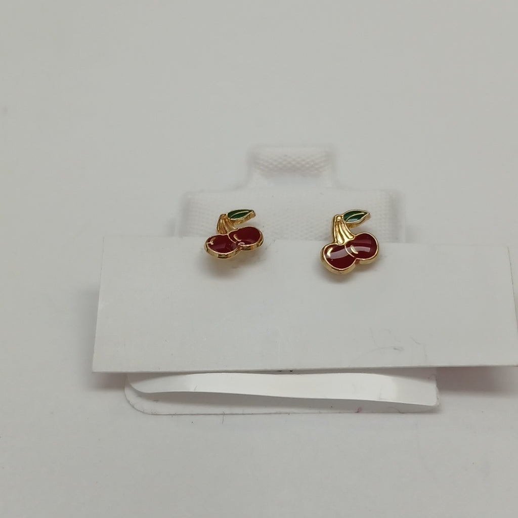 BROQUELES BROQUE FIG CEREZA C ESMALTE 14K 0.2203 GR (NUEVO)