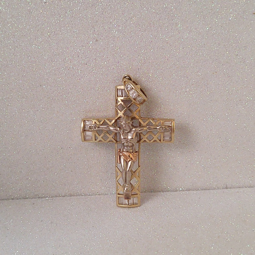 CRUCIFIJO ORO,ORO COMBINADO 14 K 15,00 GRMS (SEMINUEVO)